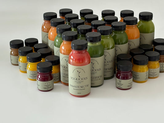 Yogilicious Cold Pressed Juices and shots available at Female Body Workouts